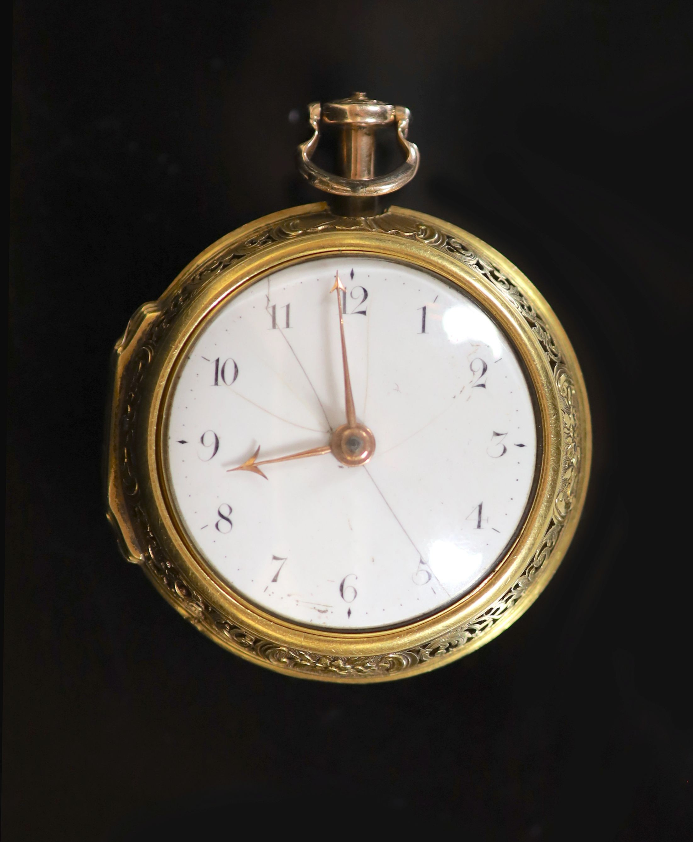 A George III gold pair cased keywind quarter repeating pocket watch by Thomas Gardner of London H 5.75cm.